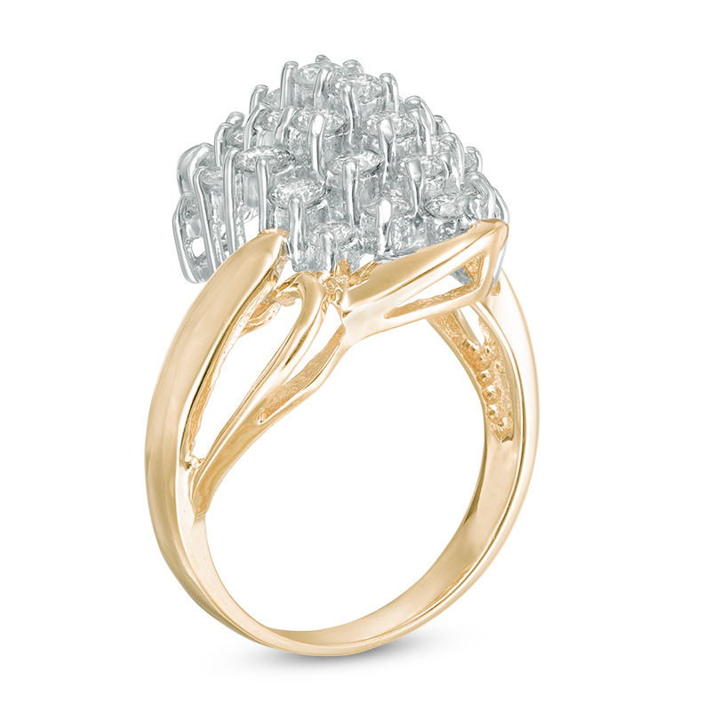 Zales 1 1 4 ct. T.W. Diamond Composite Bypass Ring in 14K Gold