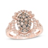 Thumbnail Image 1 of 3/4 CT. T.W. Champagne and White Diamond Split Shank Ring in 14K Rose Gold