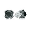 Thumbnail Image 0 of 1/2 CT. T.W. Enhanced Black and White Diamond Tulip Stud Earrings in 10K White Gold