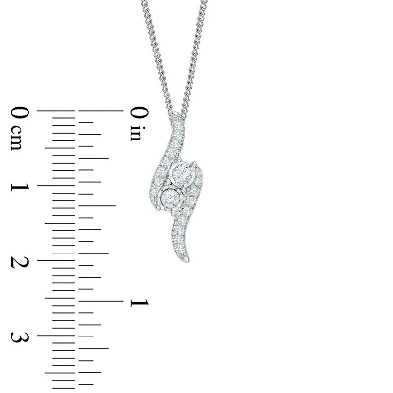Ever Us® 1/4 CT. T.W. Two-Stone Diamond Bypass Pendant in 14K White Gold - 19"