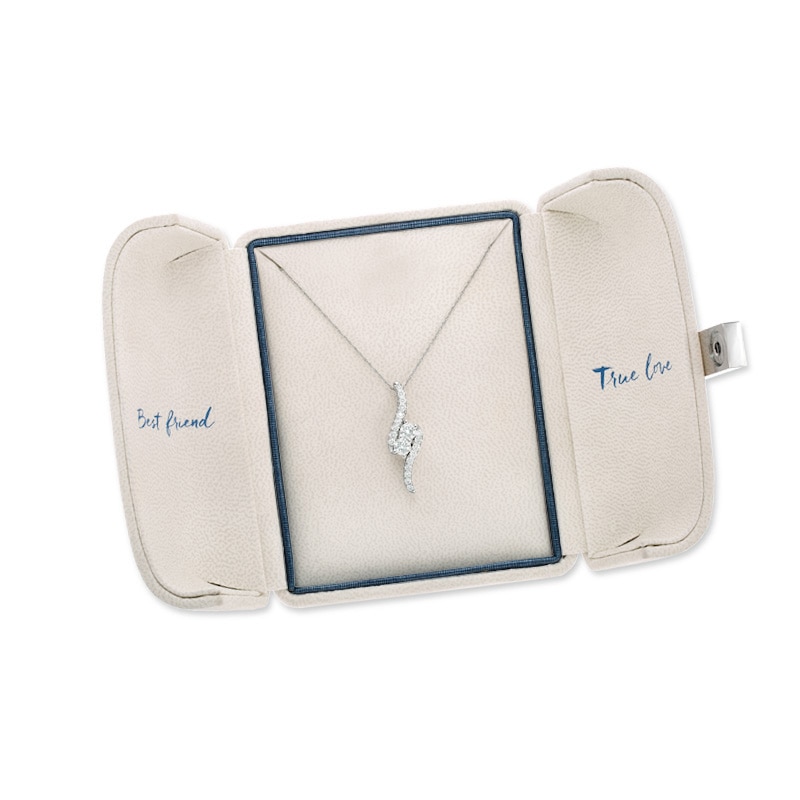 Main Image 3 of Ever Us® 1/2 CT. T.W. Two-Stone Diamond Bypass Pendant in 14K White Gold - 19"
