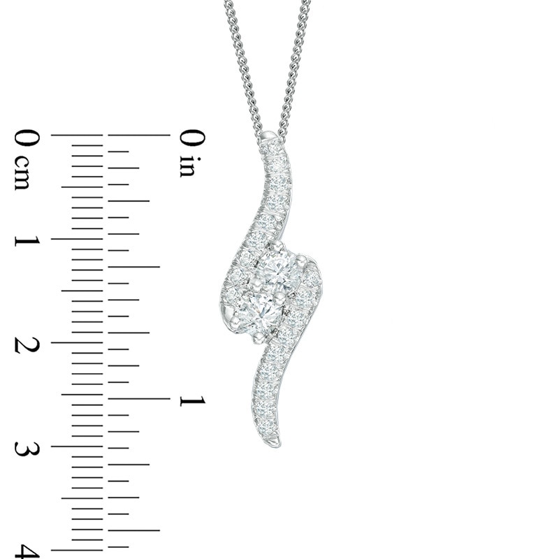 Main Image 2 of Ever Us® 1 CT. T.W. Two-Stone Diamond Bypass Pendant in 14K White Gold - 19"