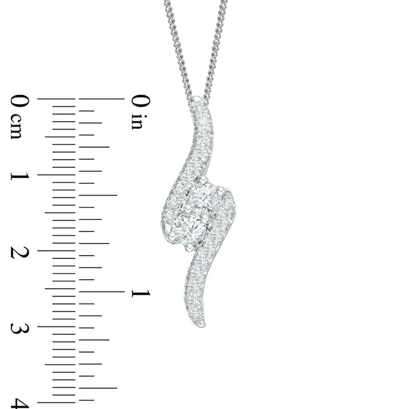 Ever Us® 1 CT. T.W. Two-Stone Diamond Bypass Pendant in 14K White Gold - 19"