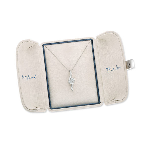 Ever UsÂ® 1-1/2 CT. T.w. Two-Stone Diamond Bypass Pendant in 14K White Gold - 19"