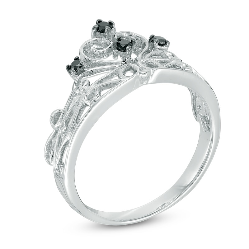 Main Image 2 of 1/10 CT. T.W. Black Diamond Crown Ring in Sterling Silver