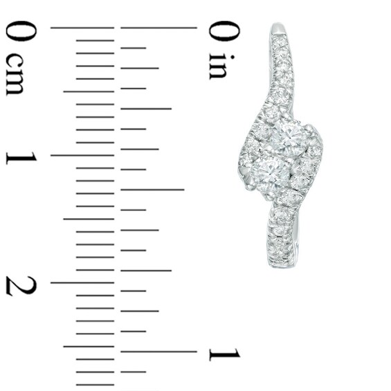 Ever UsÂ® / CT. T.w. Two-Stone Diamond Bypass Hoop Earrings in 14K White Gold