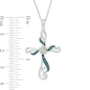 Thumbnail Image 1 of 1/10 CT. T.W. Enhanced Blue and White Diamond Cross Flower Pendant in Sterling Silver and 10K Gold