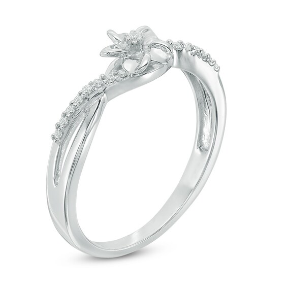 Diamond Accent Flower Crossover Ring in Sterling Silver Zales
