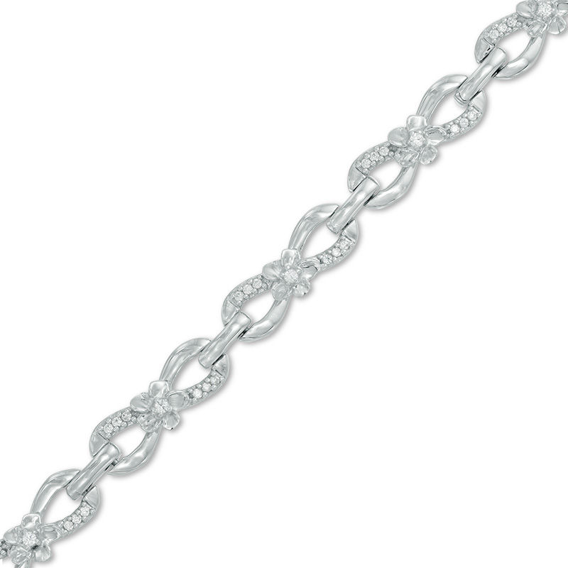 1/3 CT. T.W. Diamond Infinity Link Flower Bracelet in