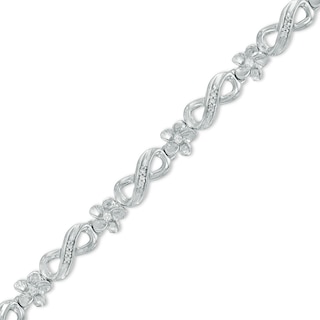 1/4 CT. T.W. Diamond Infinity Link Flower Bracelet in Sterling Silver - 7.25"