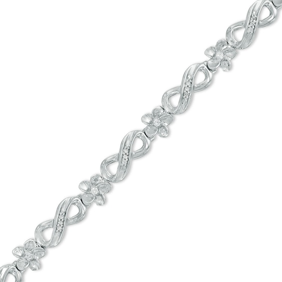 1/4 CT. T.w. Diamond Infinity Link Flower Bracelet in Sterling Silver - 7.25"