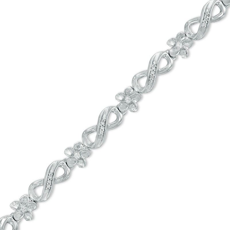 1/4 CT. T.W. Diamond Infinity Link Flower Bracelet in