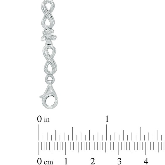 1/4 CT. T.w. Diamond Infinity Link Flower Bracelet in Sterling Silver - 7.25"
