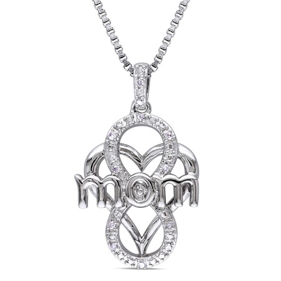 1/20 CT. T.W. Diamond "mom" Infinity Heart Pendant in Sterling Silver 1/20 CT. T.W. Diamond "mom" Infinity Heart Pendant in Sterling Silver