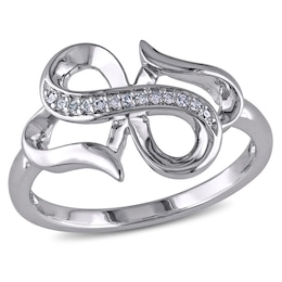 1/20 CT. T.W. Diamond Double Heart Infinity Ring in Sterling Silver