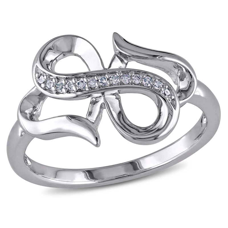 1/20 CT. T.W. Diamond Double Heart Infinity Ring in Sterling Silver