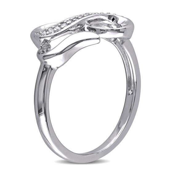 1/20 CT. T.w. Diamond Double Heart Infinity Ring in Sterling Silver
