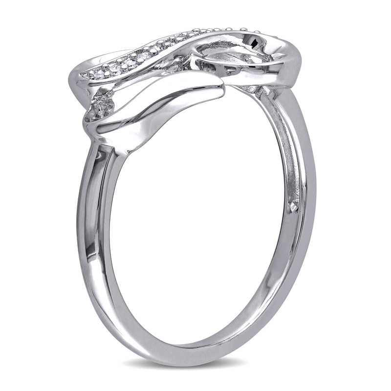 Main Image 2 of 1/20 CT. T.W. Diamond Double Heart Infinity Ring in Sterling Silver