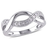 1/15 CT. T.W. Diamond Vintage-Style Crossover Ring in Sterling