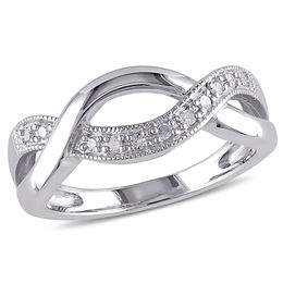 1/15 CT. T.W. Diamond Vintage-Style Crossover Ring in Sterling Silver