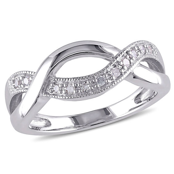 1/15 CT. T.w. Diamond Vintage-Style Crossover Ring in Sterling Silver