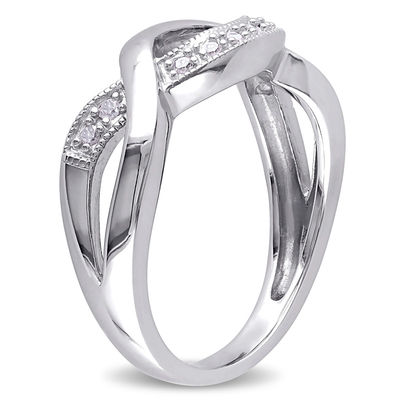 1/15 CT. T.W. Diamond Vintage-Style Crossover Ring in Sterling
