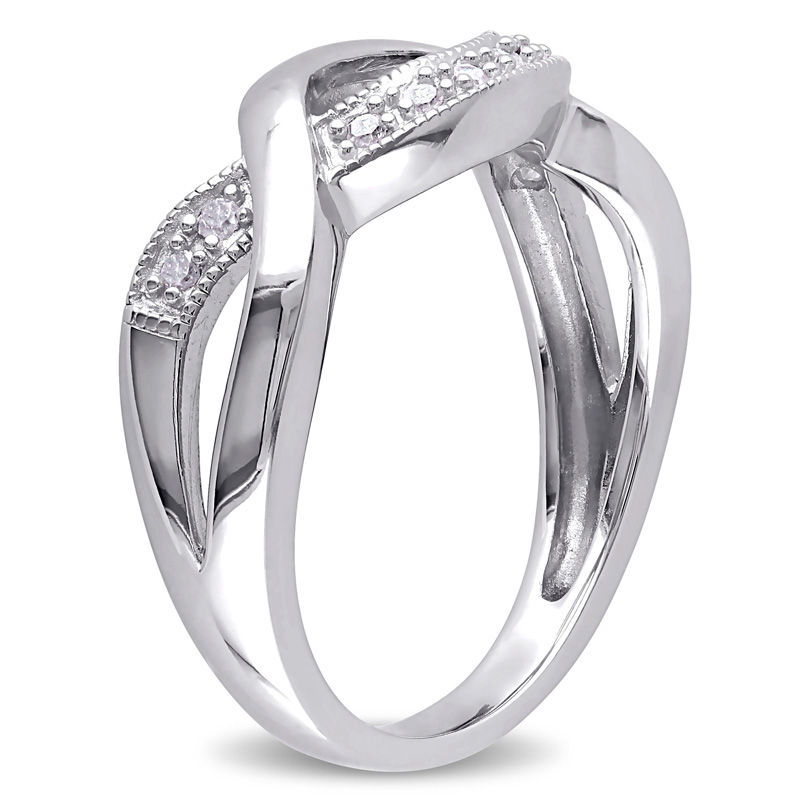 1/15 CT. T.W. Diamond Vintage-Style Crossover Ring in Sterling