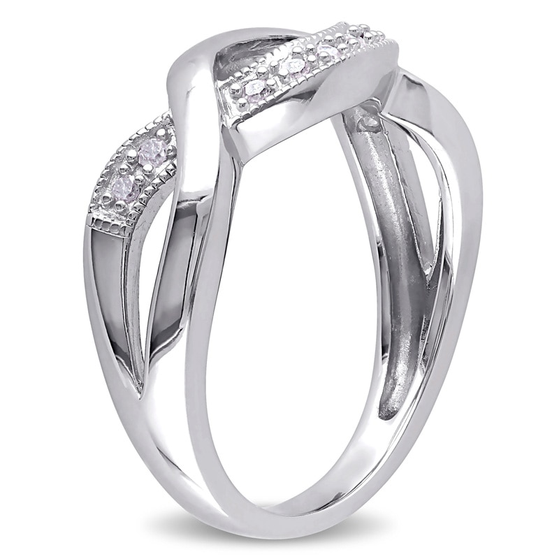 Main Image 2 of 1/15 CT. T.W. Diamond Vintage-Style Crossover Ring in Sterling Silver