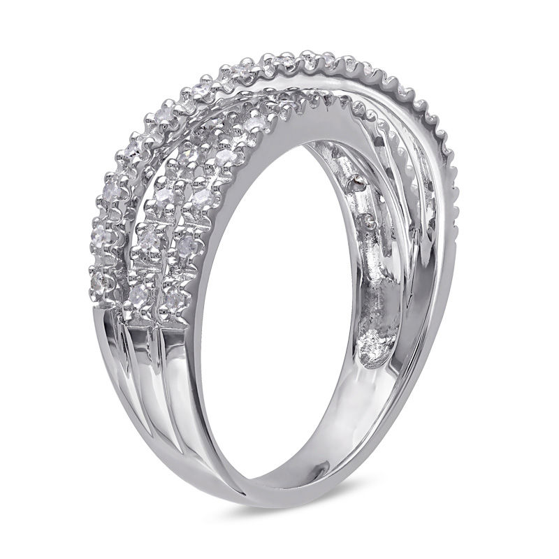 1/4 CT. T.W. Diamond Triple-Row Crossover Ring in Sterling Silver