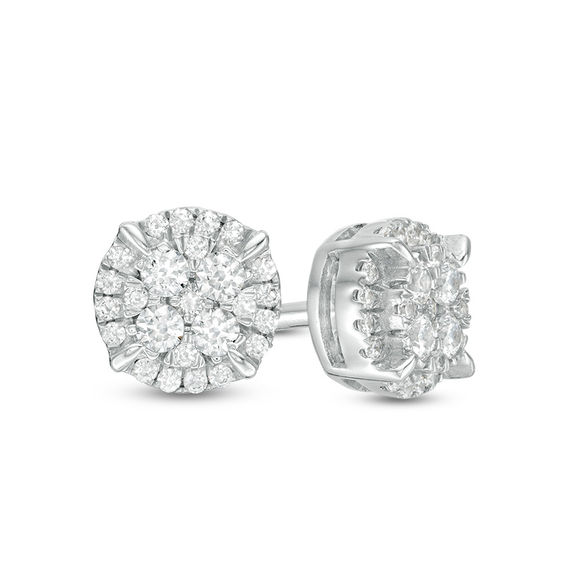 1/4 CT. T.w. Composite Diamond Frame Stud Earrings in 10K White Gold