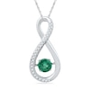 Thumbnail Image 1 of 4.8mm Lab-Created Emerald and 1/10 CT. T.W. Diamond Infinity Pendant in Sterling Silver