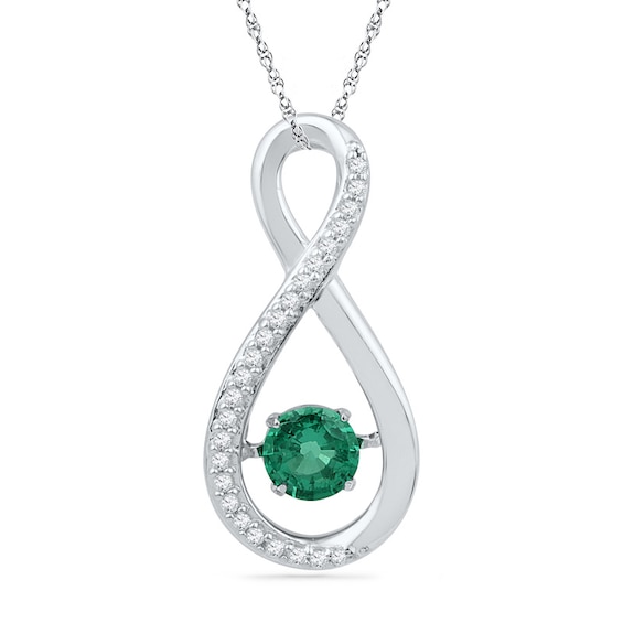 4.8mm Lab-Created Emerald and 1/10 CT. T.w. Diamond Infinity Pendant in Sterling Silver