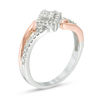 Thumbnail Image 2 of Cherished Promise Collection™ 1/8 CT. T.W. Princess-Cut Diamond Frame Promise Ring in 10K Two-Tone Gold