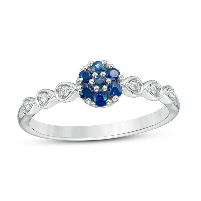 Main Image 1 of Cherished Promise Collection™ Blue Sapphire and Diamond Accent Promise Ring in 10K White Gold