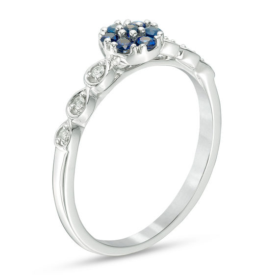 Cherished Promise Collectionâ¢ Blue Sapphire and Diamond Accent Promise Ring in 10K White Gold