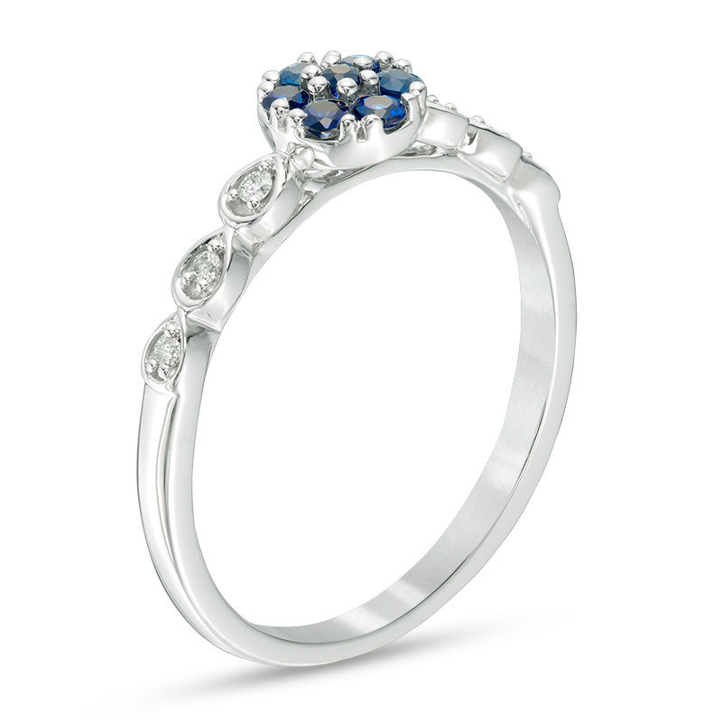 Main Image 2 of Cherished Promise Collection™ Blue Sapphire and Diamond Accent Promise Ring in 10K White Gold