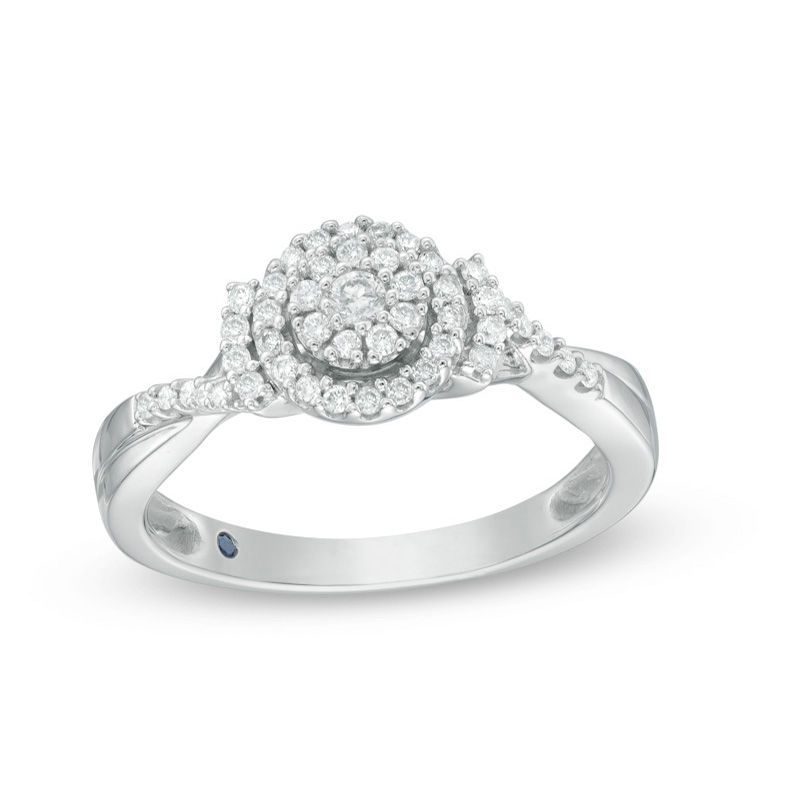 Main Image 1 of Cherished Promise Collection™ 1/5 CT. T.W. Diamond Frame Collar Promise Ring in 10K White Gold