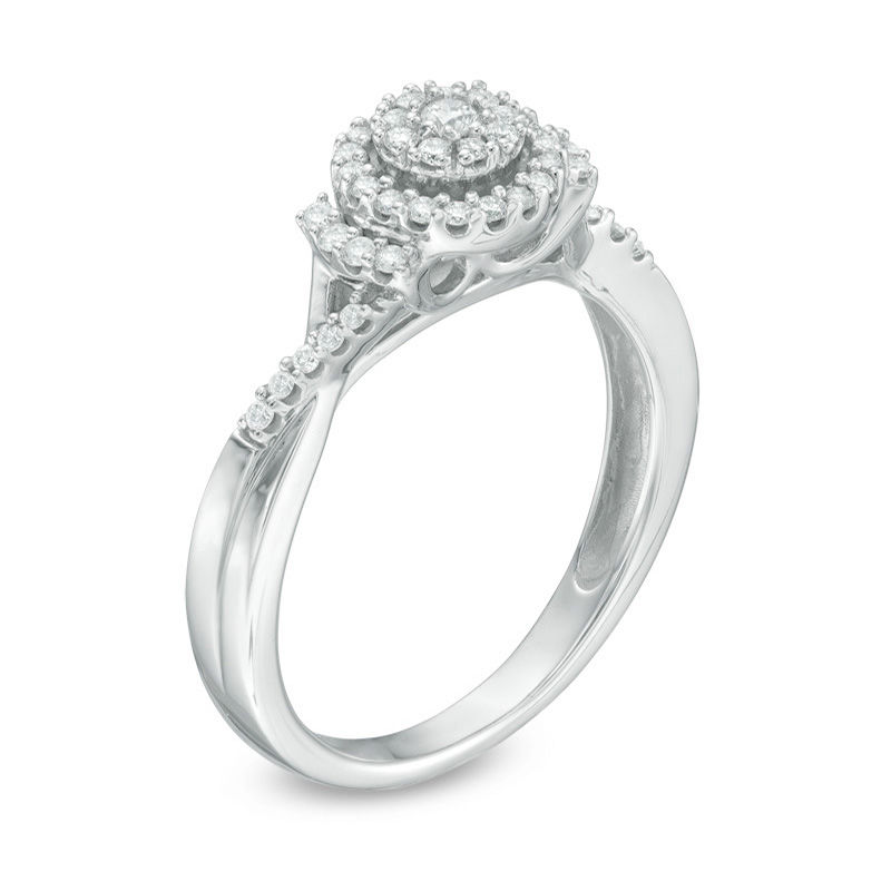 Main Image 2 of Cherished Promise Collection™ 1/5 CT. T.W. Diamond Frame Collar Promise Ring in 10K White Gold