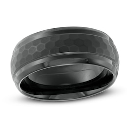 Triton 9.0mm Comfort Fit Honeycombed Black Tungsten Wedding Band