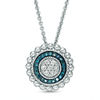 Thumbnail Image 1 of 1/5 CT. T.W. Enhanced Blue and White Diamond Frame Pendant in Sterling Silver
