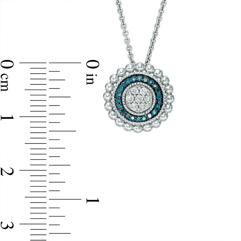Main Image 2 of 1/5 CT. T.W. Enhanced Blue and White Diamond Frame Pendant in Sterling Silver