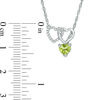 Thumbnail Image 1 of 5.0mm Heart-Shaped Peridot and Diamond Accent Double Heart Lariat Necklace in Sterling Silver - 17.5"