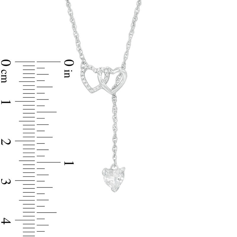 Main Image 2 of 5.0mm Heart-Shaped Lab-Created White Sapphire and Diamond Accent Heart Necklace in Sterling Silver - 17.5"