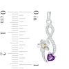 Thumbnail Image 1 of Heart-Shaped Amethyst and 1/10 CT. T.W. Diamond Infinity Flower Drop Earrings in Sterling Silver and 10K Gold