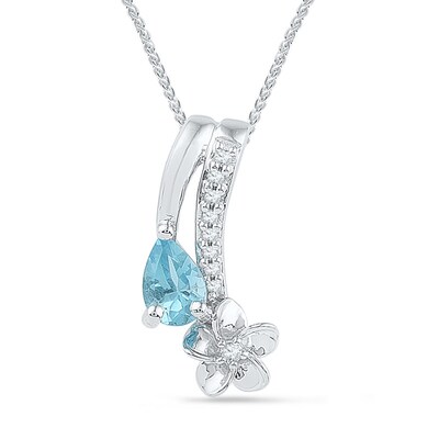 Blue Topaz Garnet quartz cut gemstone silver plated flower design necklace 24/"