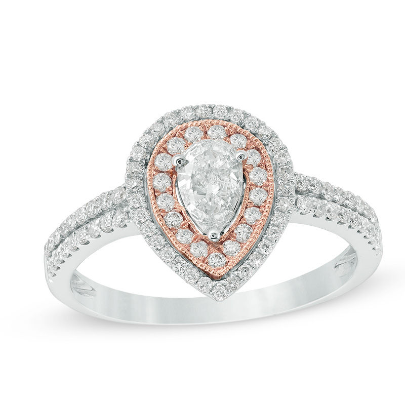 Pear Wedding Zales T W Pear Shaped Diamond Double Frame Ring In 14k Two