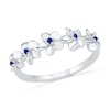 Thumbnail Image 0 of Lab-Created Blue Sapphire Flower Band in Sterling Silver