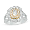 Thumbnail Image 0 of 2 CT. T.W. Cushion-Cut Diamond Double Frame Ring in 14K Two-Tone Gold (I/I1)