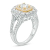 Thumbnail Image 1 of 2 CT. T.W. Cushion-Cut Diamond Double Frame Ring in 14K Two-Tone Gold (I/I1)