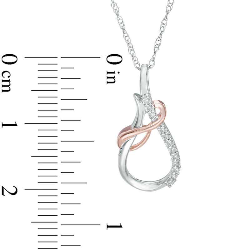 Diamond Accent Teardrop with Swirling Ribbon Pendant in 10K Two-Tone Gold